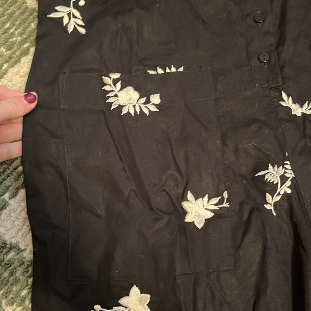 ZARA floral embroidered black jumpsuit - Picture 4 of 8